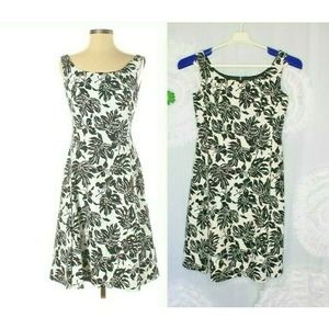 Lafayette 148 Dress Women's Size 2 Black White Floral Sleeveless Cotton Lined
